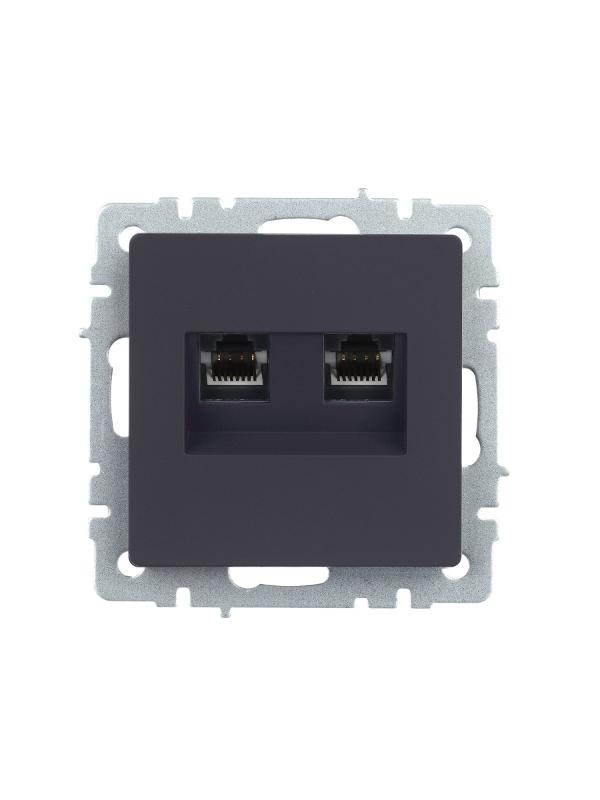 BRITE Розетка двойная RJ11+RJ45 кат.5E РК/Т12-БрГ графит  | BR-KT20-O-1-K53 | IEK — миниатюра 2