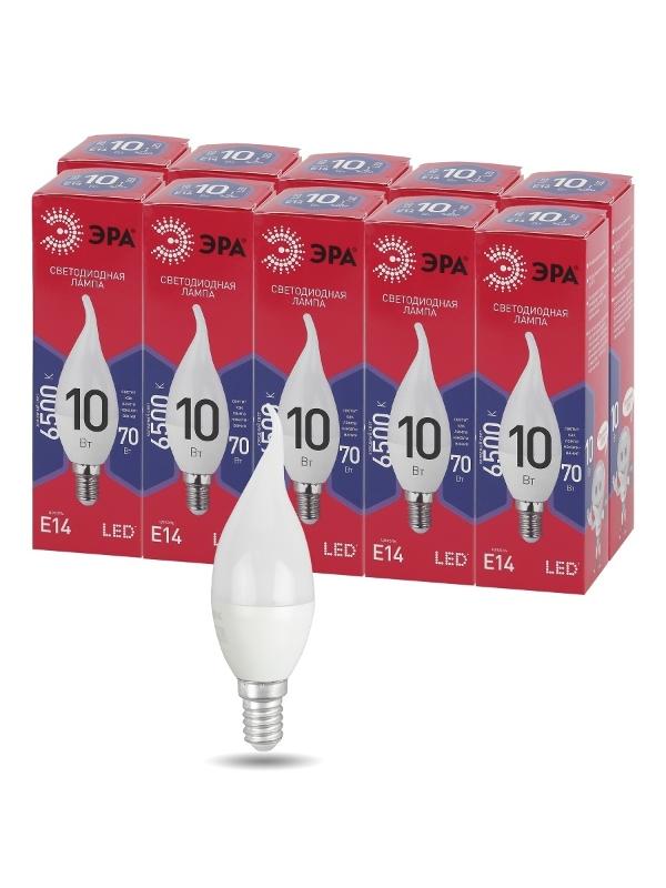 Лампа светодиодная RED LINE LED BXS-10W-865-E14 R E14 / Е14 10Вт свеча на ветру холодный дневной свет | Б0045343 | ЭРА — миниатюра 2