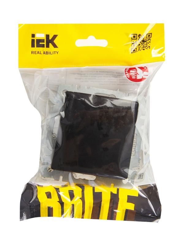 BRITE Розетка с заземлением со шторками с крышкой 16А IP20 РСбш10-3-БрЧ черный  | BR-R16-16-K02 | IEK — миниатюра 7