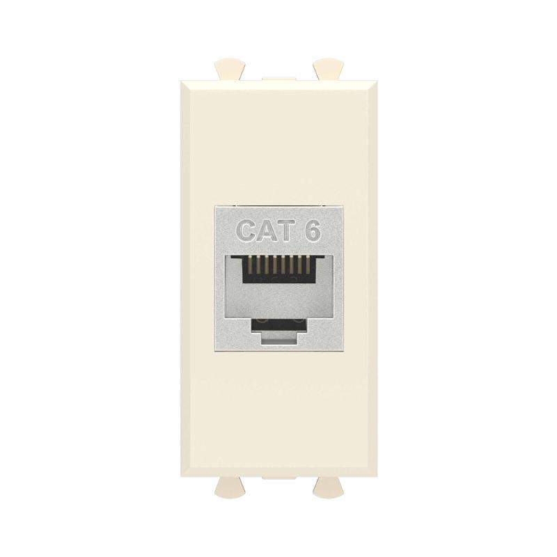 Компьютерная розетка RJ-45 без шторки модульная, кат.6 экранированная, "Avanti", "Ванильная дымка", 1 модуль | 4405791 | DKC — миниатюра 1