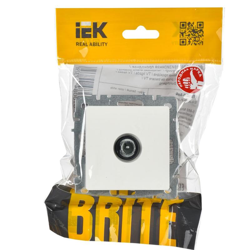 BRITE Розетка TV проходная РТВ10-0-БрБ белый | BR-A10-P-K01 | IEK — миниатюра 2