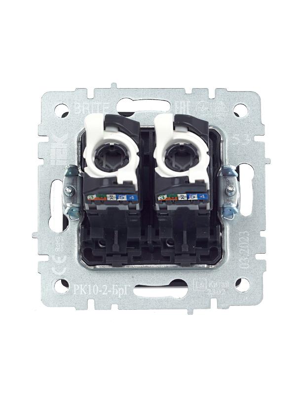BRITE Розетка компьютерная 2-ая RJ45 кат.5E РК10-2-БрГ графит  | BR-K20-1-K53 | IEK — миниатюра 13