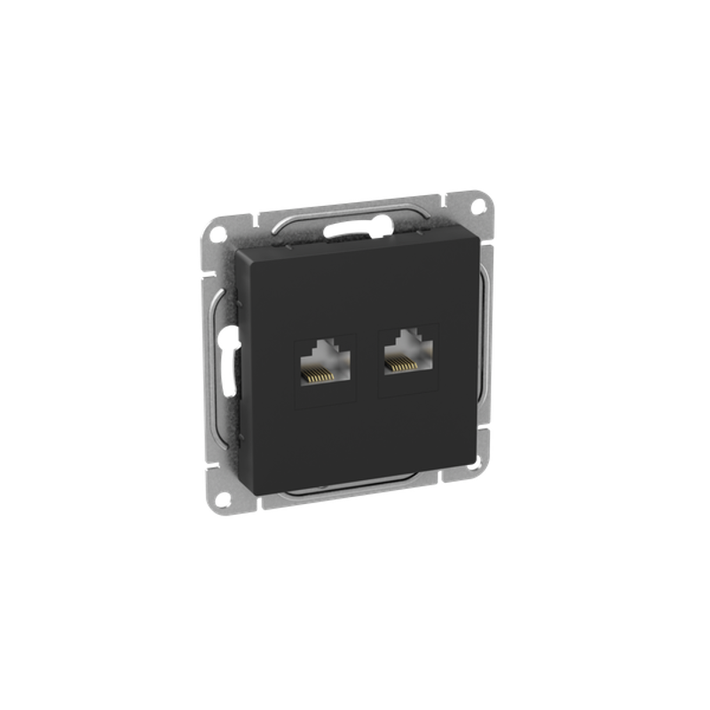 Механизм розетки RJ45 - 2шт, (cat5), чёрный Эпика EKF | UP1-SOB-2RJ45-5 | EKF — миниатюра 2