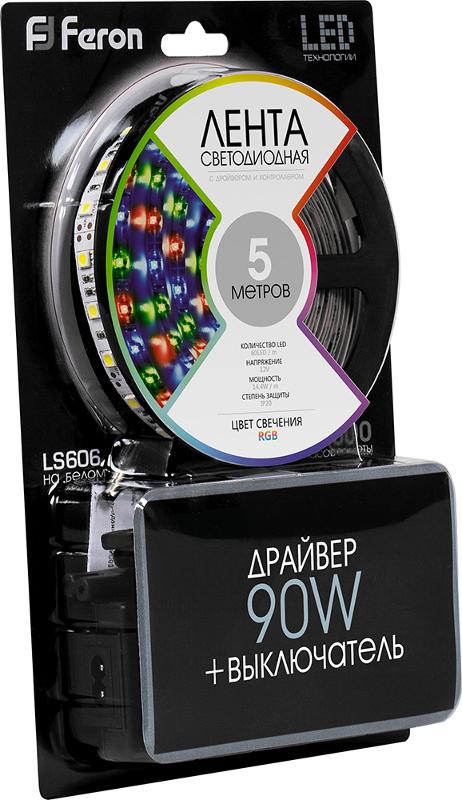 Лента светодиодная LS606, готовый комплект 5м 60SMD(5050)/м 14.4Вт/м IP20 12V RGB | 27706 | Feron — миниатюра 2