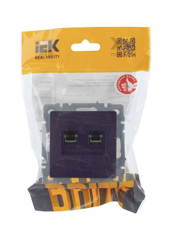BRITE Розетка двойная RJ11+RJ45 кат.5E РК/Т12-БрЧ черный | BR-KT20-O-1-K02 | IEK — миниатюра 16