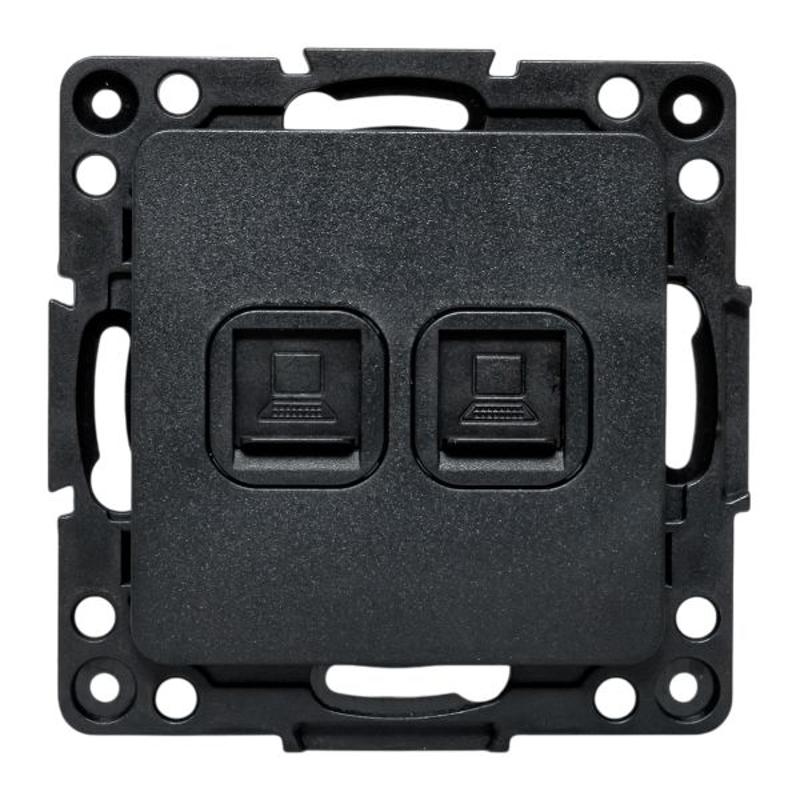Стокгольм Механизм Розетки RJ-45 2-местной черный | EZK02-035-10 | EKF — миниатюра 2