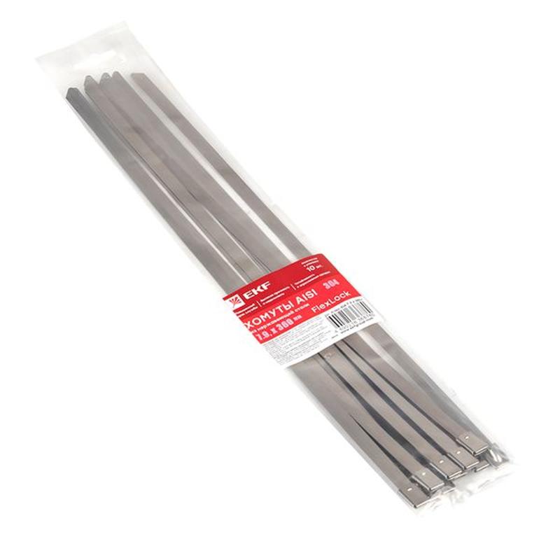 Хомут AISI 304 из нержавеющей стали, 7.9x360 (10 шт.) FlexLock PROxima | plc-fl-tss-304-7.9x360-r | EKF — миниатюра 5