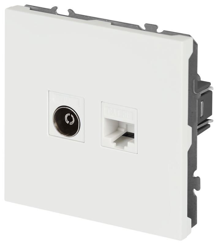 Розетка Galaxy 15-3110-08 комбинированная RJ45+TV IP20 белый матовый | Б0070790 | ЭРА — миниатюра 3