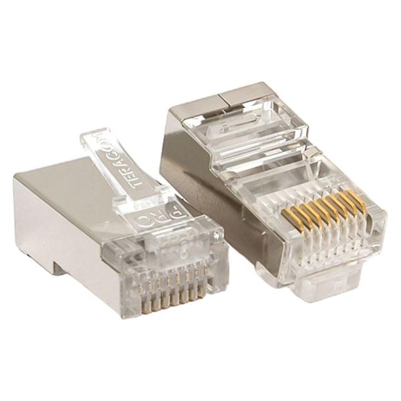 Коннектор RJ-45 TERACOM PRO экранированный 8P8C 30мкд Cat.5E универсальный (упак.20шт) | TRP-PLUG-5EFTP-20 | EKF — EKF