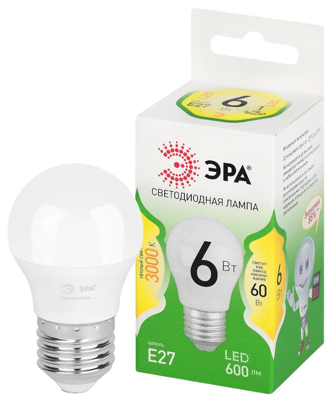 Лампа светодиодная  GREEN LINE LED P45-6W-830-E27 GL E27 6 Вт шар теплый свет | Б0067053 | ЭРА — ЭРА (Энергия света)
