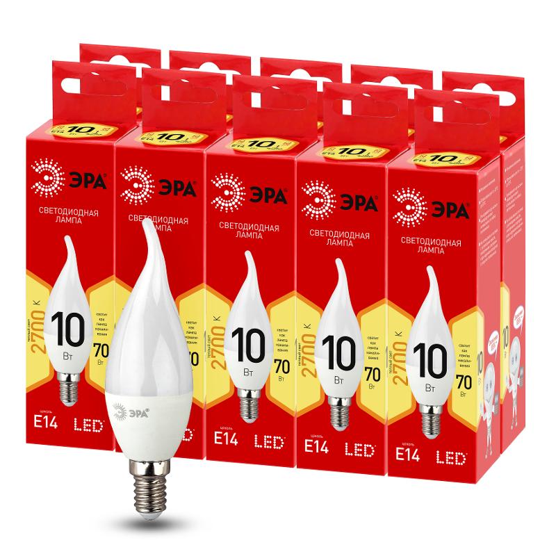 Лампа светодиодная LED BXS-10W-827-E14 R (диод, свеча на ветру, 10Вт, тепл, E14) | Б0051854 | ЭРА — миниатюра 4