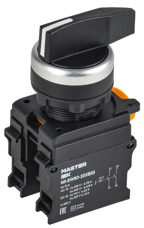 Переключатель длин. ручка 3 полож. возв. 2NO MASTER | MI-SW60-20XB33-4-25-3-K02 | IEK — IEK (ИЭК)