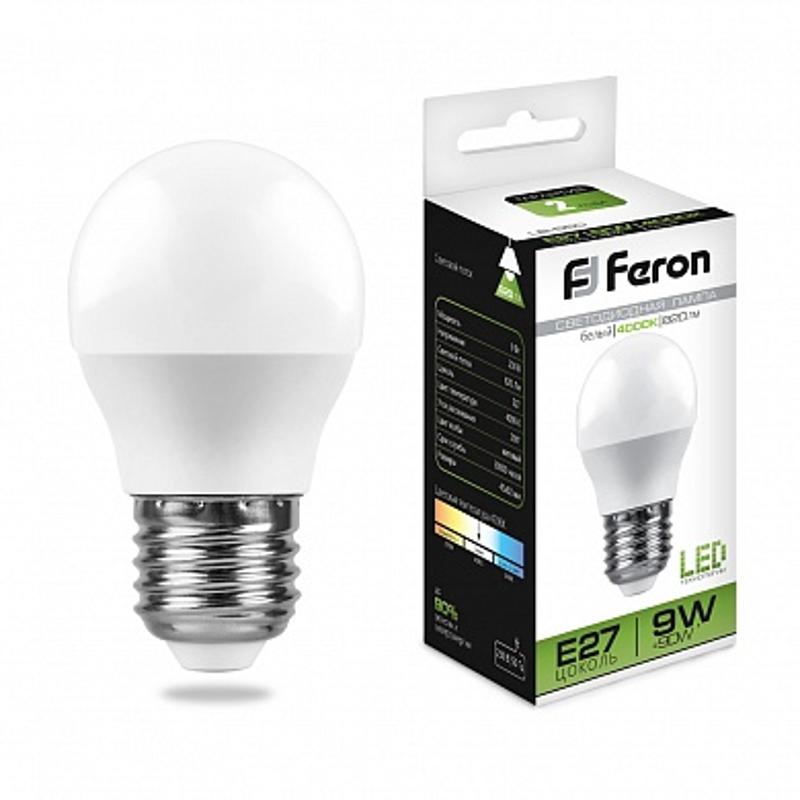 Лампа светодиодная LB-550 (9W) 230V E27 4000K G45 | 25805 | FERON — миниатюра 1