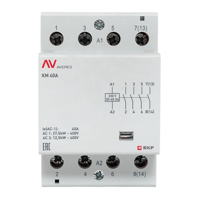 Контактор модульный КМ 40А 4NO 230VAC (3 мод.) AVERES | km-av-3-40-40-230V | EKF — миниатюра 3