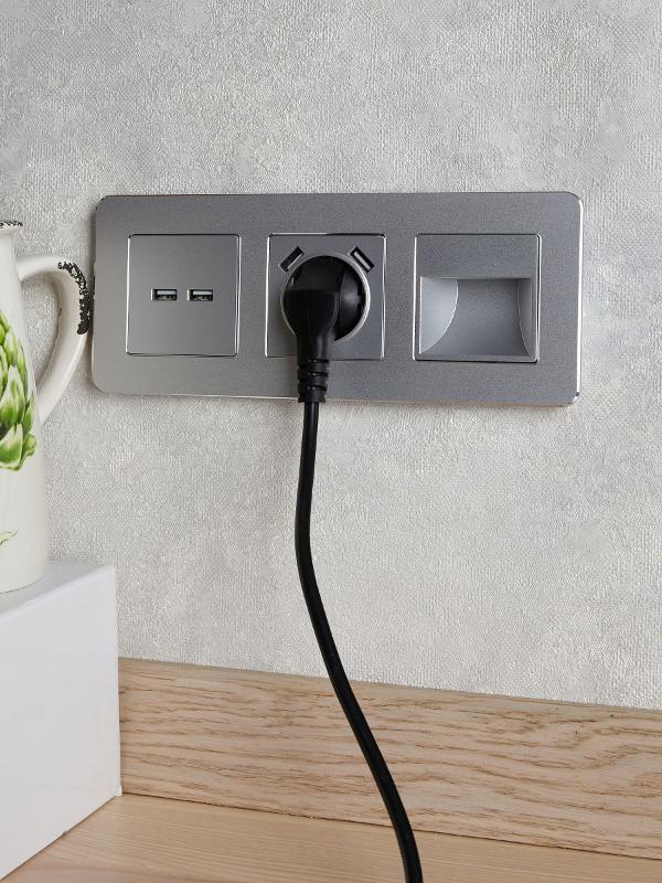 BRITE Розетка USB A+A 3,1А РЮ10-1-БрА алюминий | BR-U21-D31-K47 | IEK — миниатюра 8