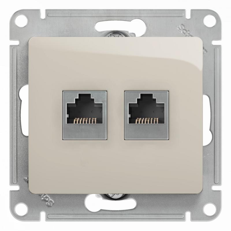 Glossa Молочный Розетка 2-ая RJ11+RJ45, кат.5E | GSL000985 | SE — миниатюра 1