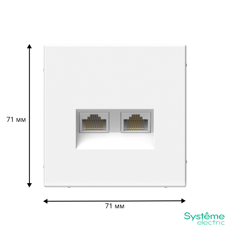 ArtGallery Белый Розетка двойная компьютерная RJ45+RJ45, кат.6А, механизм | GAL000188 | SE — миниатюра 4