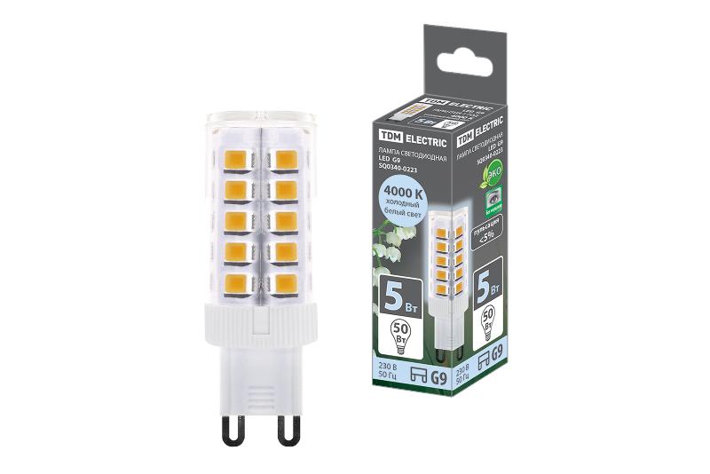 Лампа светодиодная G9-5 Вт-230 В-4000 К, SMD, 16x49 мм | SQ0340-0223 | TDM — TDM ELECTRIC