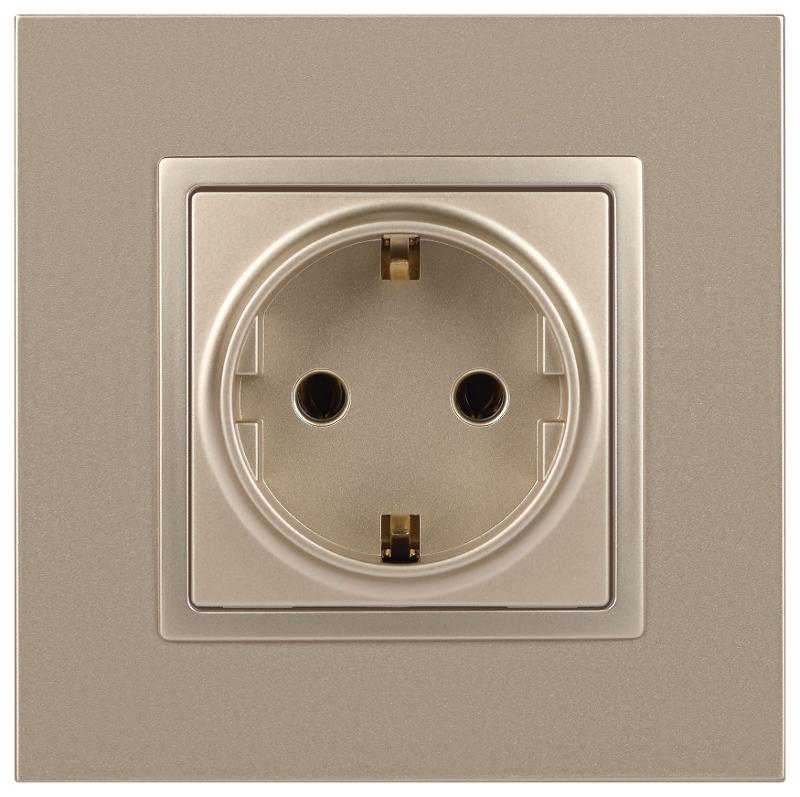 14-2101-04 Розетка с заземлением, 16A-250В, IP20, Эра Elegance, шампань | Б0034268 | ЭРА — миниатюра 3