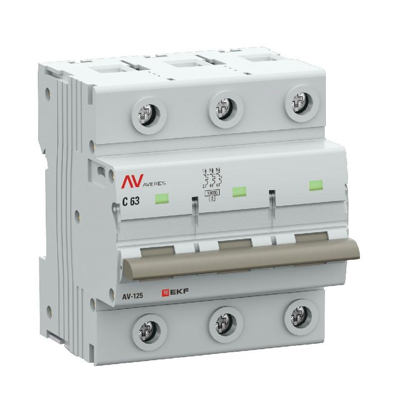 Выключатель автоматический AV-125 3P 63A (D) 10kA  AVERES |mcb125-3-63D-av| EKF — EKF