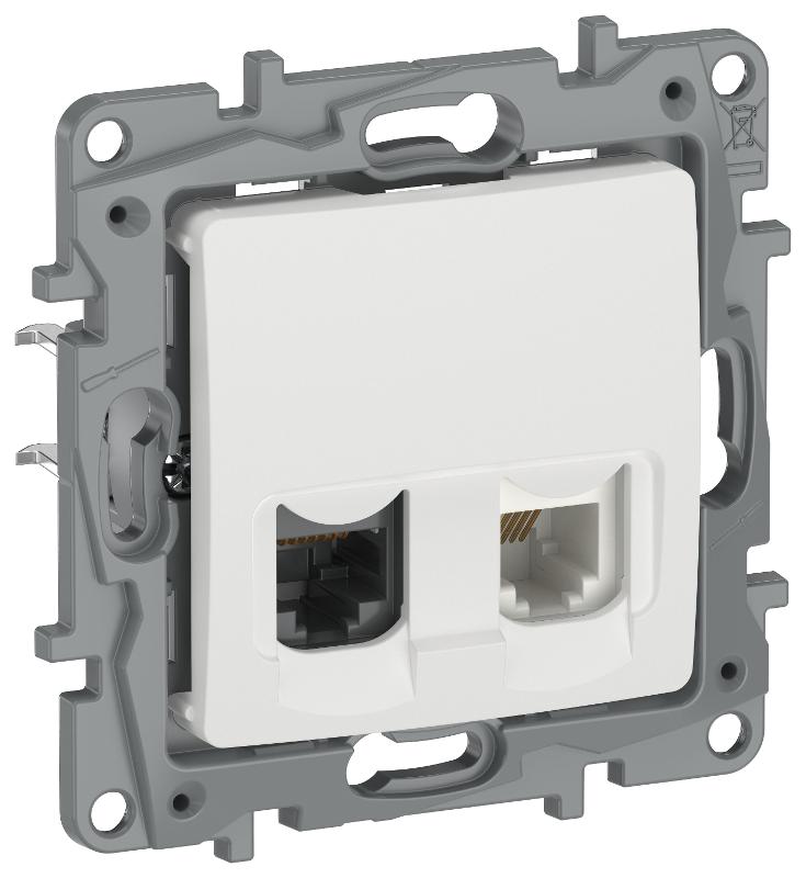 IEKETIKA Роз. двойная RJ11+RJ45 кат.5E UTP 6720521 молоч | 6720521 | IEK — IEK (ИЭК)