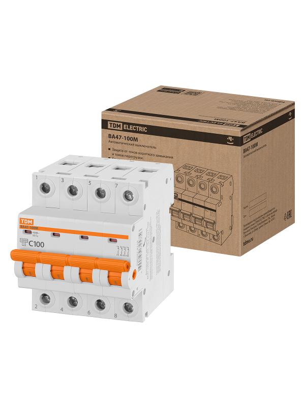 Выключатель автоматичесикй ВА47-100М 4Р 100А 10кА х-ка C | SQ0207-0110 | TDM — TDM ELECTRIC