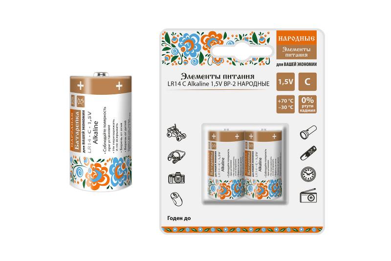 Элемент питания LR14 C Alkaline 1,5V BP-2 Народный | SQ1702-0014 | TDM — TDM ELECTRIC