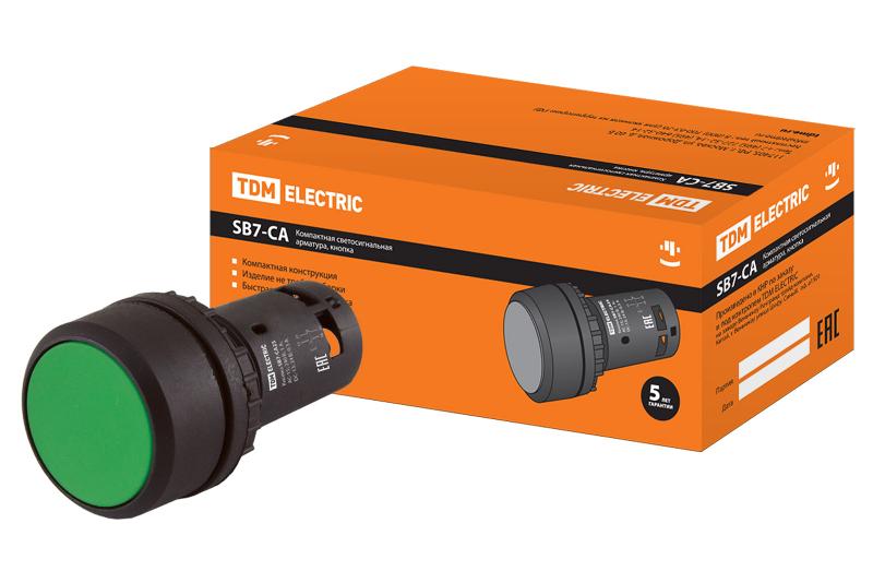 Кнопка SB7-CA35 d22мм 1з+1р зеленая | SQ0746-0011 | TDM — TDM ELECTRIC