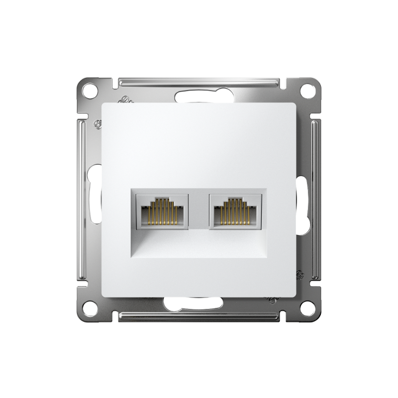 AtlasDesign Белый Розетка 2-ая компьютерная RJ45+RJ45, кат.5E, механизм | ATN000185 | SE — миниатюра 2
