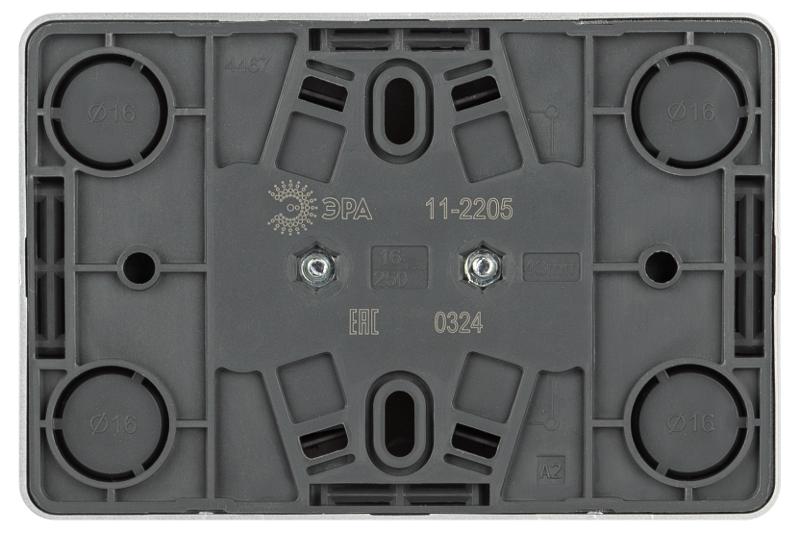 Розетка ЭРА Эксперт 11-2205-03 двойная с заземлением 2х2P+E Schuko IP20 16A-250В ОУ Алюминий | Б0063046 | ЭРА — миниатюра 4