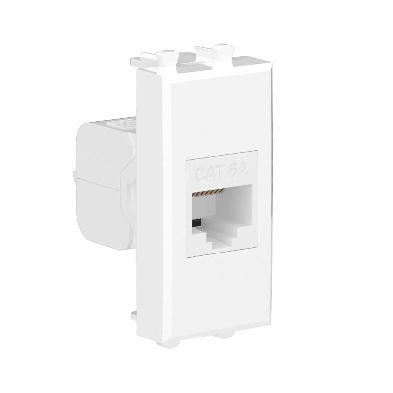 Компьютерная розетка RJ-45 без шторки модульная , кат.6А, "Avanti", "Белое облако", 1 модуль | 4400671 | DKC — миниатюра 2