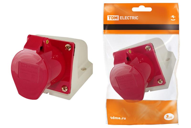 Розетка 124 стационарная 3Р+РЕ 32А 380В IP44  | SQ0602-0005 | TDM — TDM ELECTRIC