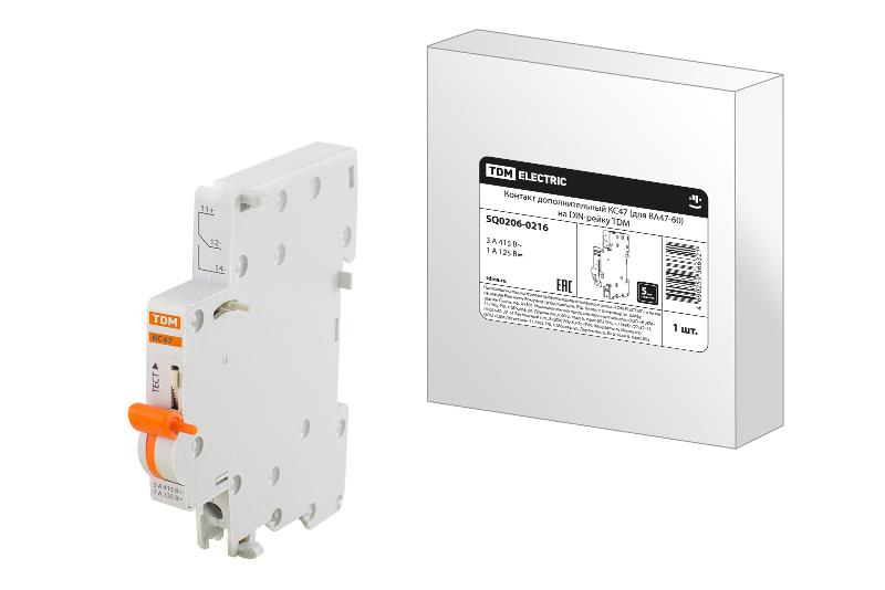 Контакт дополнительный КС47 (для ВА47-60) на DIN-рейку | SQ0206-0216 | TDM — TDM ELECTRIC