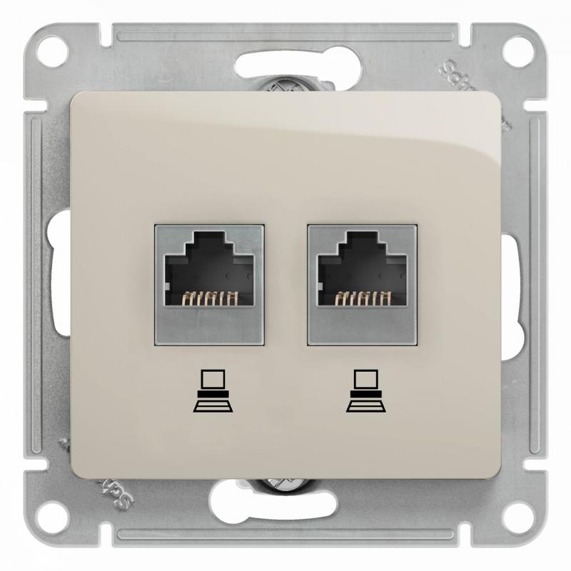 Glossa Молочный Розетка 2-ая компьютерная RJ45+RJ45, кат.5E | GSL000985KK | SE — Systeme Electric