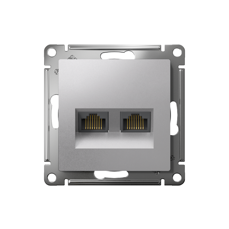 AtlasDesign Алюминий Розетка 2-ая компьютерная RJ45+RJ45, кат.5E, механизм | ATN000385 | SE — миниатюра 2