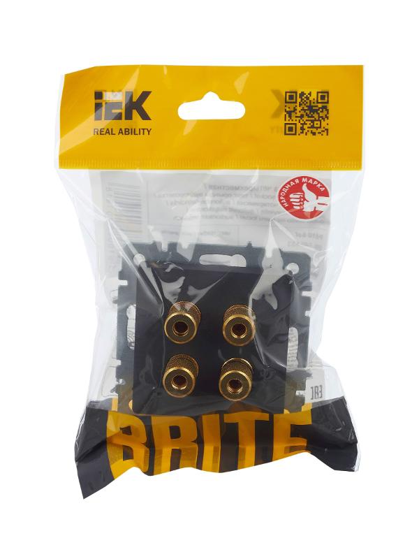 BRITE АудиоРозетка 4-местная РА10-БрГ графит | BR-S40-K53 | IEK — миниатюра 12