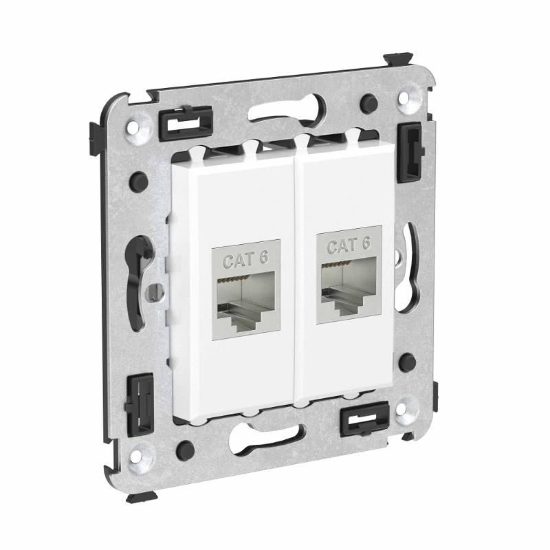 Компьютерная розетка RJ-45 без шторки в стену, кат.6 двойная экранированная, "Avanti", "Белое облако" | 4400794 | DKC — миниатюра 2