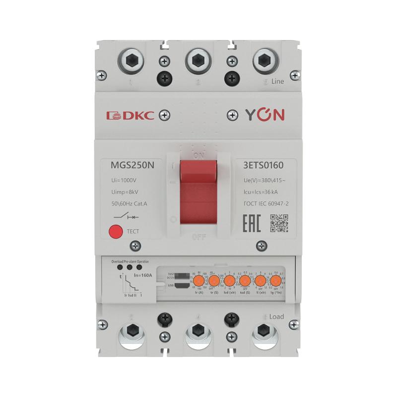 Авт. выкл. YON MGS250N 3P 63-160A 36kA с электронным расцепителем ETS | MGS250N-3ETS0160 | DKC — миниатюра 2
