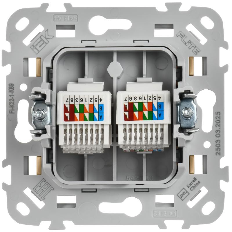 FLITE Розетка 2-ая компьютерная RJ45 кат.5Е UTP РК5е-2-0-ФлШм шамуа | FI-K22-1-K89 | IEK — миниатюра 3