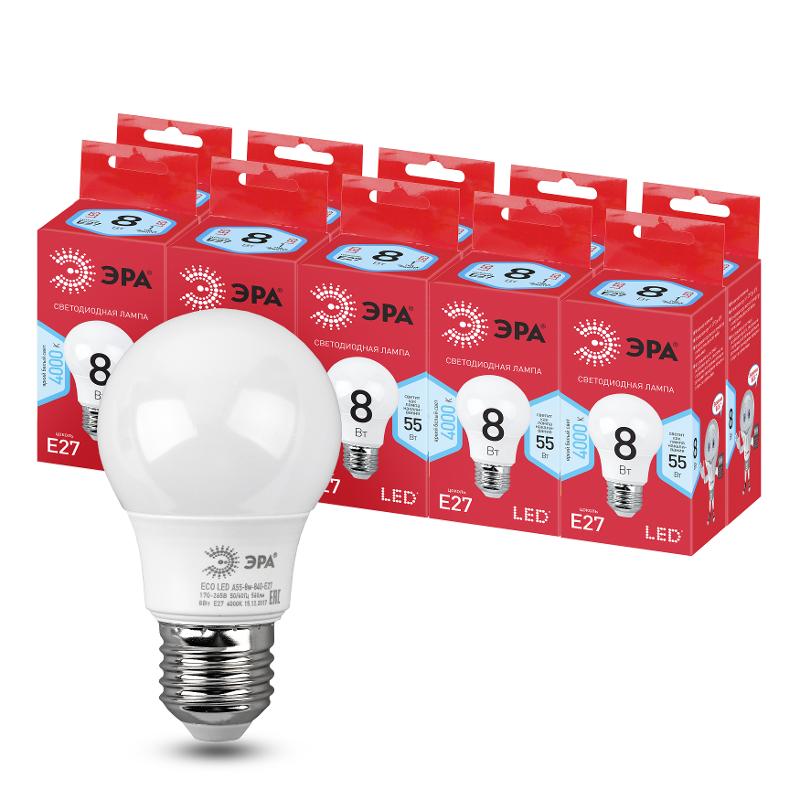 Лампа светодиодная RED LINE LED A55-8W-840-E27 R E27 8Вт нейтральный белый свет | Б0052382 | ЭРА — миниатюра 3