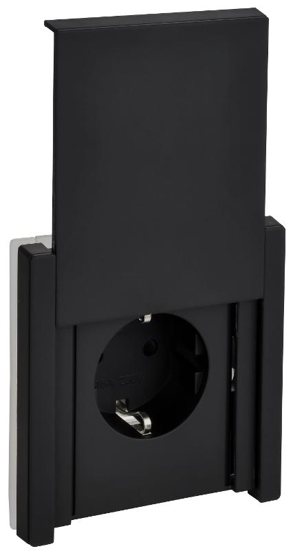 FORTE&PIANO Розетка с заземлением со шторками с крышкой в/к 16А IP44 FP121M черный  | FP-R16-16-44-M-K02 | IEK — фото 1 | Sento