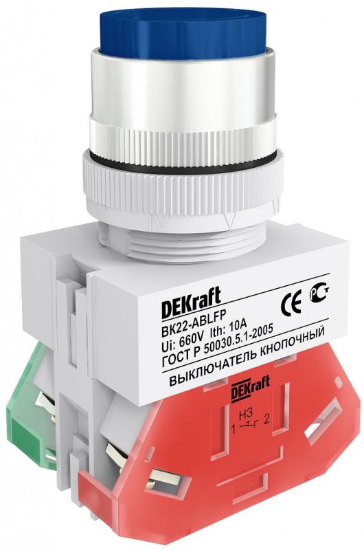 Выкл. кноп. ABLFP 22 мм Цвет:СИНИЙ 220В ВK-22  | 25022DEK | DEKraft — DEKraft