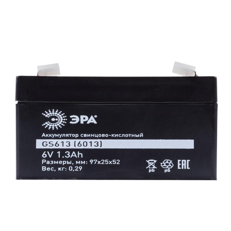 Аккумулятор GS613 (Cвинцово-кислотный 6V 1,3) (40/1440) | Б0050079 | ЭРА — миниатюра 3