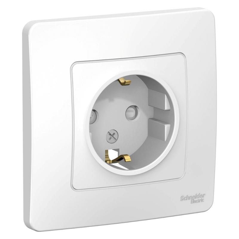 Blanca Белый С/У Розетка с заземлением со шторками, 16А, 250В | BLNRS001111 | SE — Systeme Electric