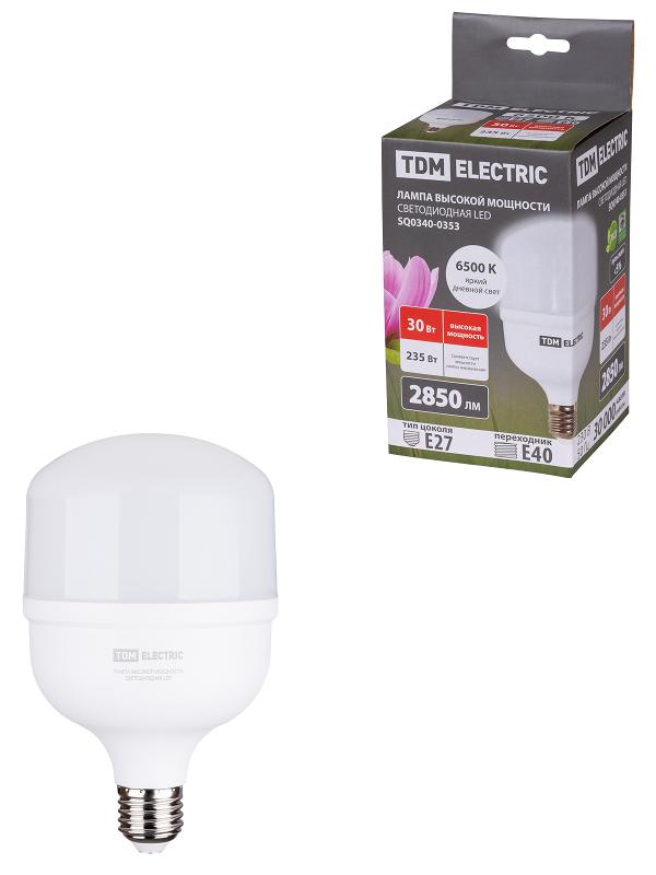 Лампа светодиодная T 30 Вт, 230 В, 6500 К, E27 (100x165 мм) | SQ0340-0353 | TDM — TDM ELECTRIC