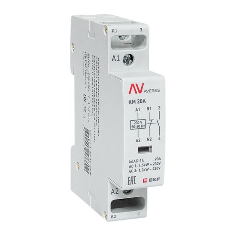 Контактор модульный КМ 20А 1NC+1NO 230VAC (1 мод.) AVERES | km-av-1-20-11-230V | EKF — EKF