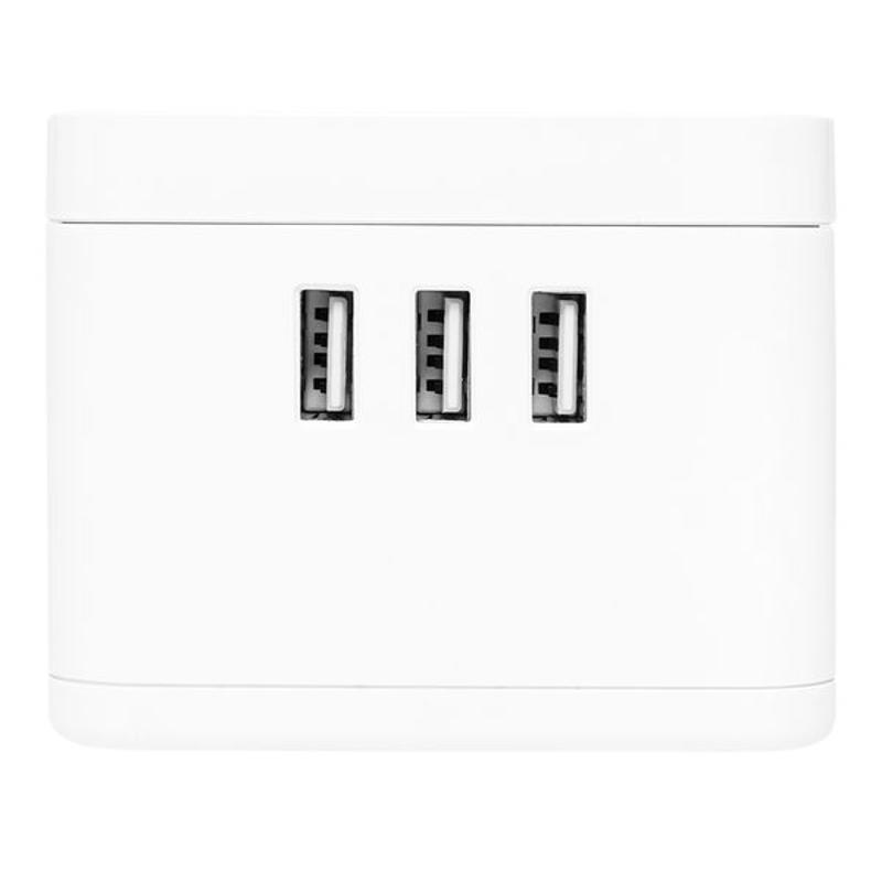 Удлинитель "Куб" 2 гнезда 3USB 2,4А+зарядное устройство 1,3 метра 1мм2 | UBA-CUB-3-WC | EKF — миниатюра 23