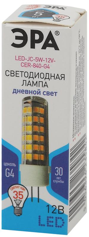 Лампа светодиодная LED JC-5W-12V-CER-840-G4 (диод, капсула, 5Вт, нейтр, G4) (20/500/21000) | Б0049088 | ЭРА — миниатюра 4