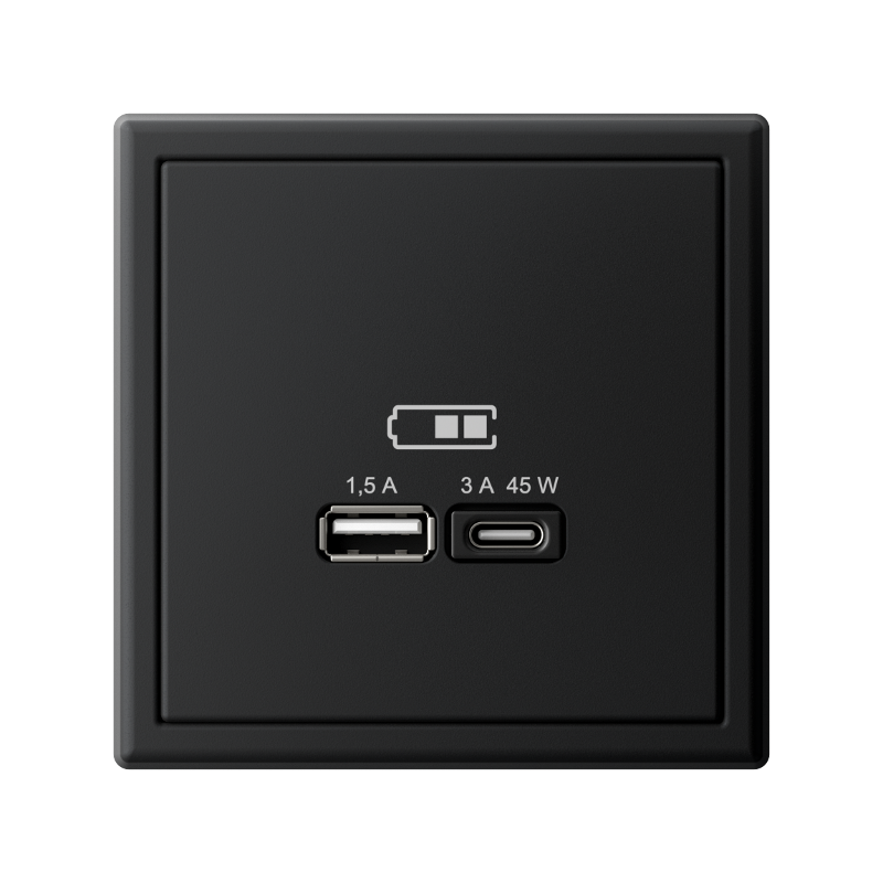 ArtGallery Карбон Розетка USB A + тип-C 45Вт высокоскор.заряд. QC, PD, механизм | GAL001029 | SE — миниатюра 3