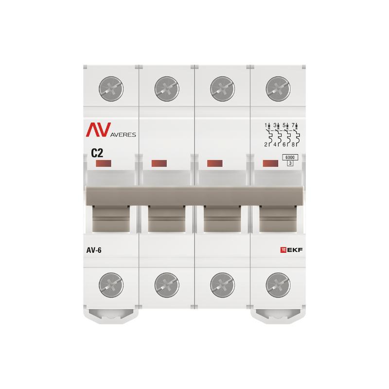 Выключатель автоматический четырехполюсный AV-6 2А C 6кА AVERES | mcb6-4-02C-av | EKF — миниатюра 7
